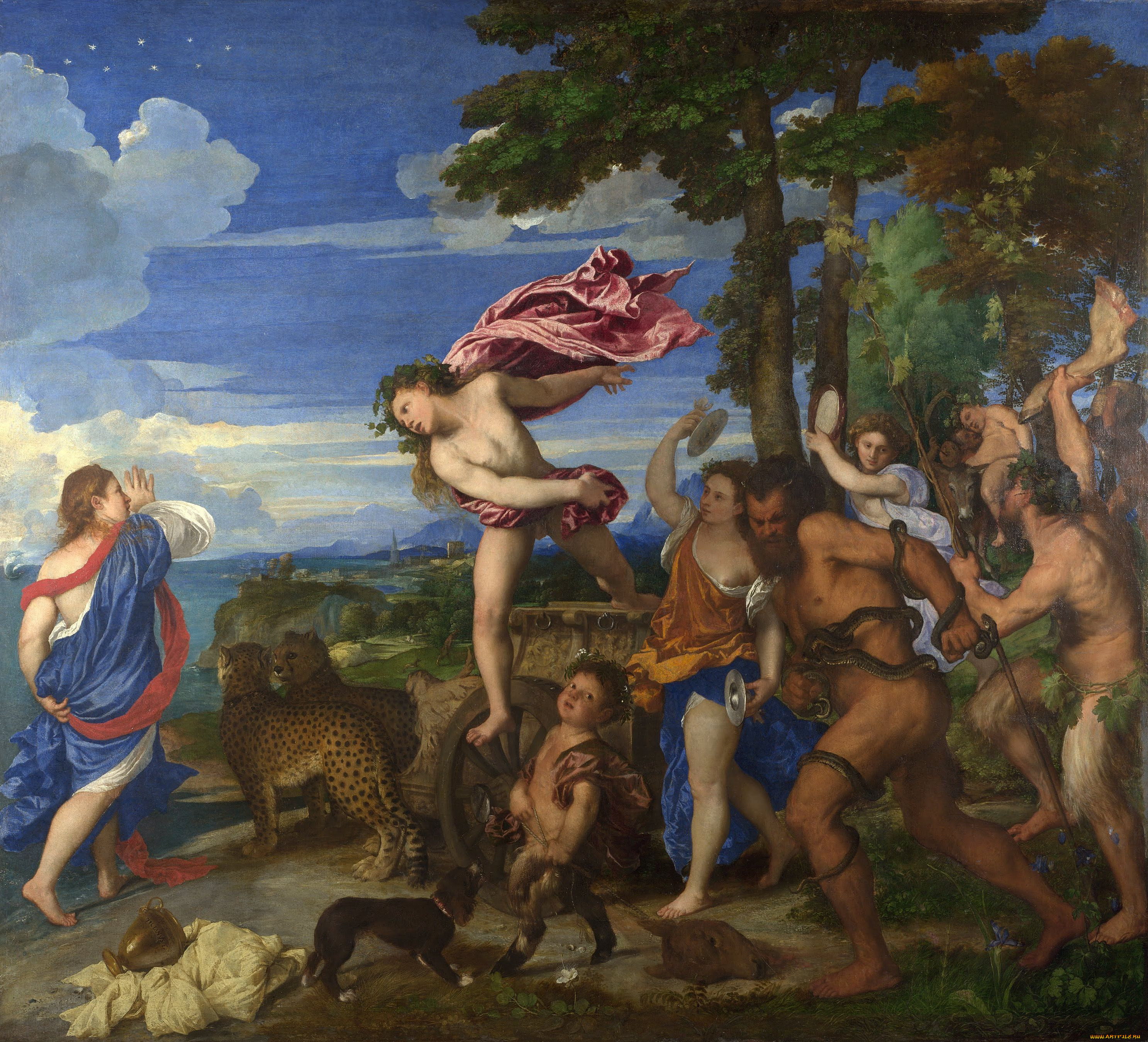 titian, bacchus, and, ariadne, , tiziano, vecellio